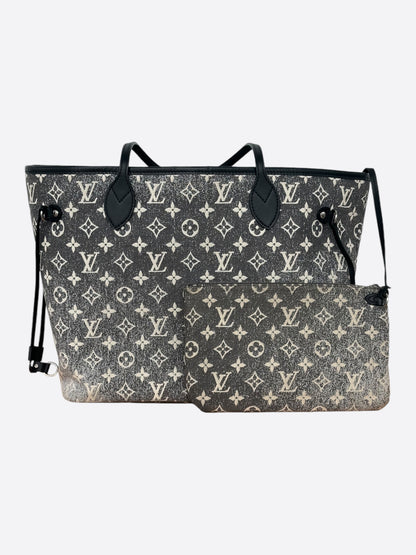 Louis Vuitton Grey & White Denim Monogram Neverfull MM