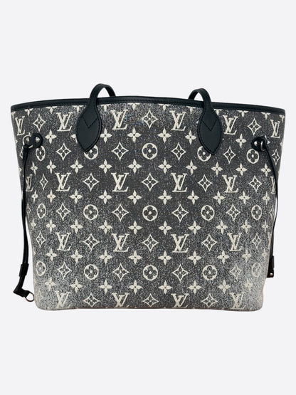 Louis Vuitton Grey & White Denim Monogram Neverfull MM