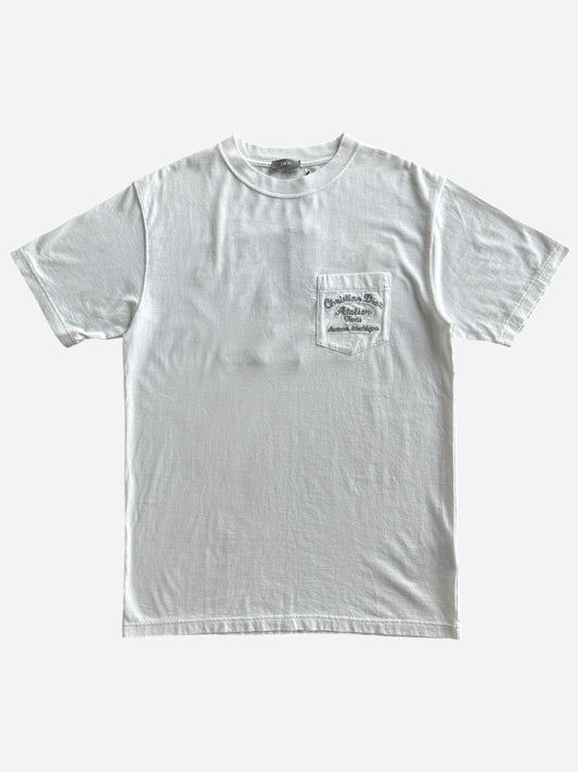 Dior White & Grey Atelier Embroidered Logo T-Shirt