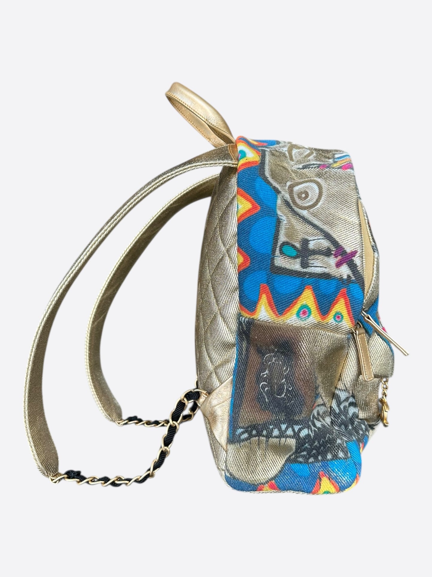 Chanel Gold Graffiti Print Backpack