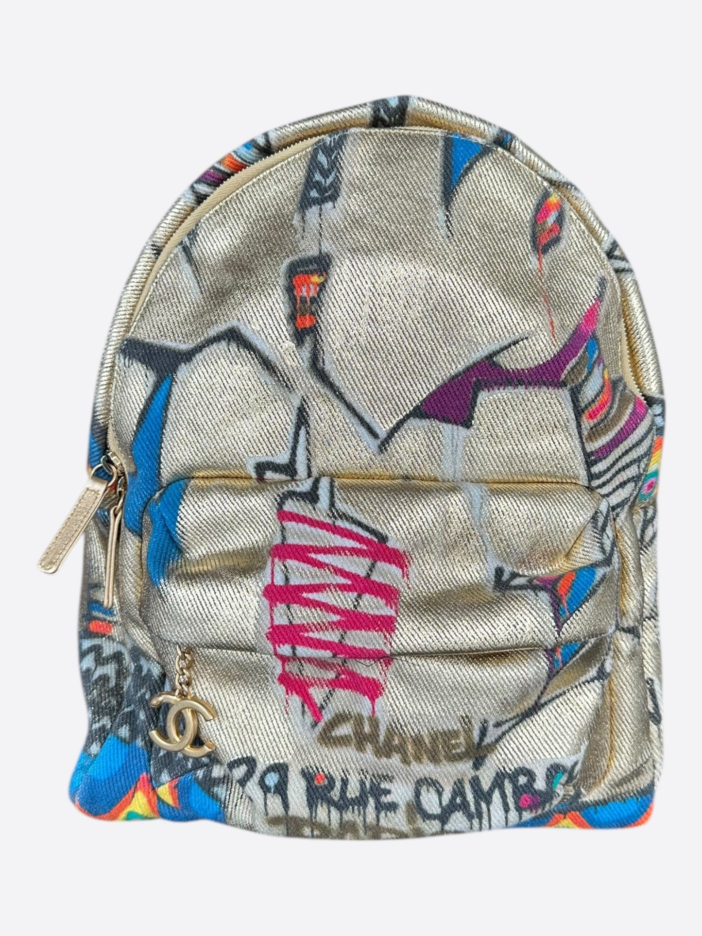 Chanel Gold Graffiti Print Backpack