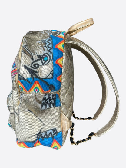 Chanel Gold Graffiti Print Backpack