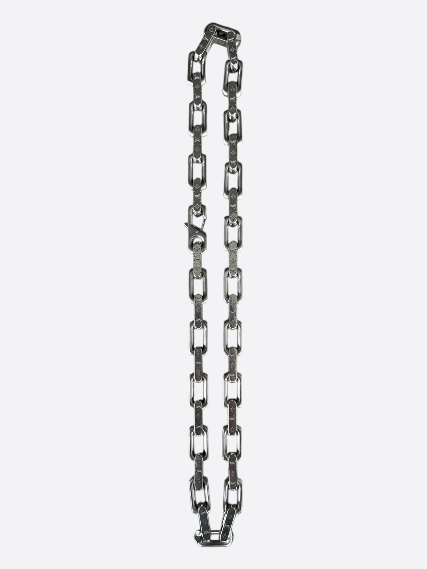 Louis Vuitton Silver Monogram Chain Necklace
