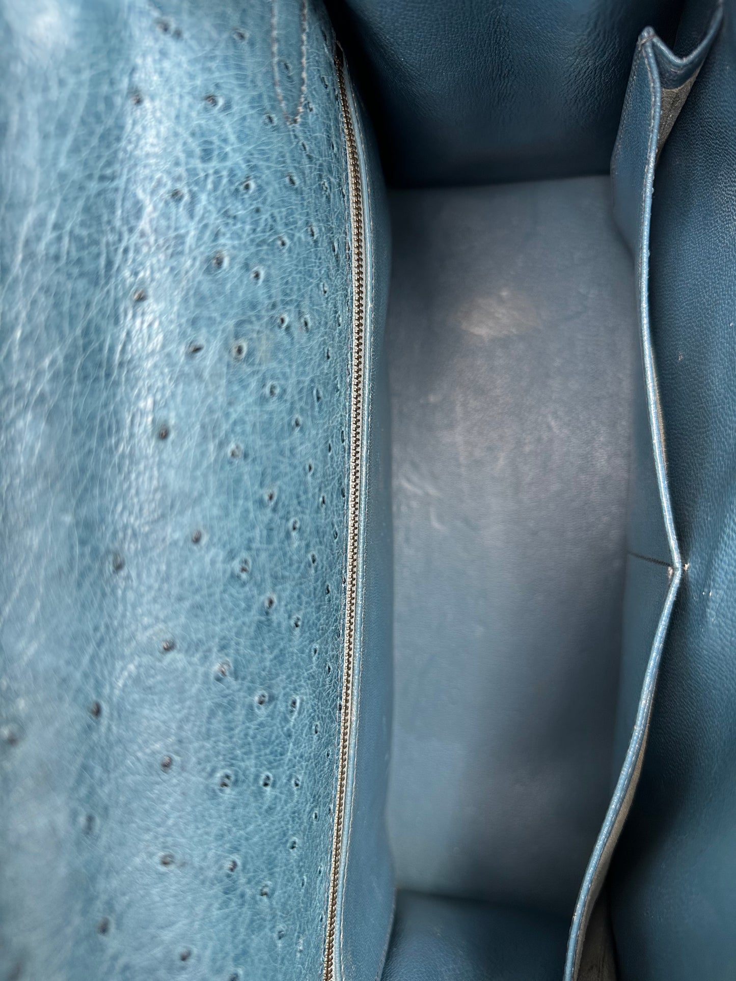 Hermes Blue Ostrich Kelly 32