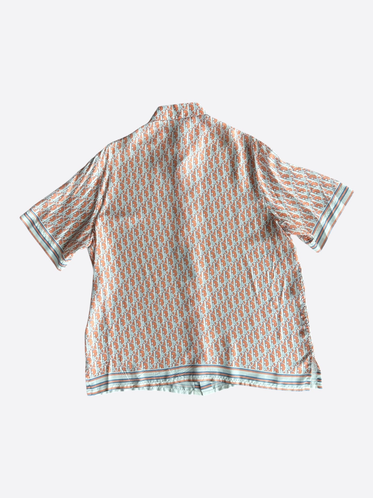 Dior Orange & White Oblique Bermuda Silk Button Up Shirt