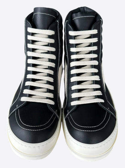 Rick Owens Black & White Leather Vintage High Top Sneakers