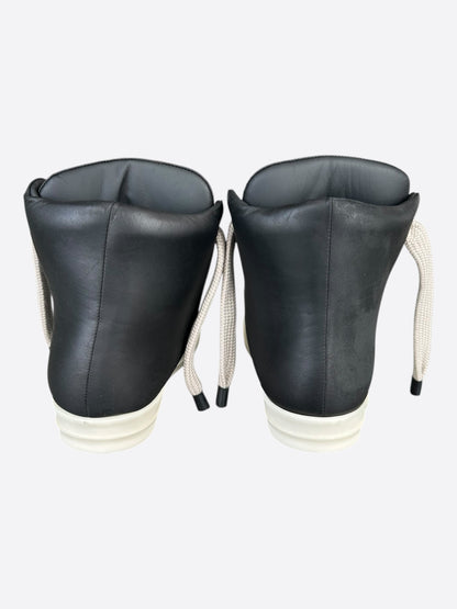 Rick Owens Black & White Leather Jumbo Lace Women's High Top Puffer Sneakers