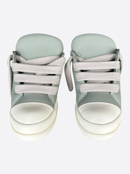 Rick Owens Green Leather Jumbo Lace Low Top Puffer Sneakers