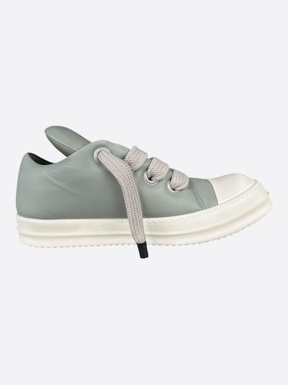 Rick Owens Green Leather Jumbo Lace Low Top Puffer Sneakers