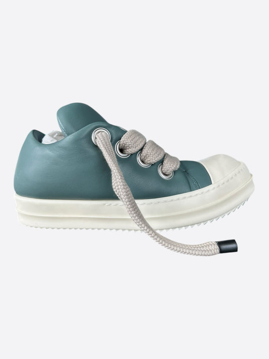 Rick Owens Blue Leather Jumbo Lace Women's Low Top Puffer Sneakers