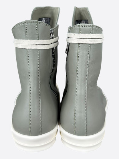 Rick Owens Green & White Leather High Top Sneakers