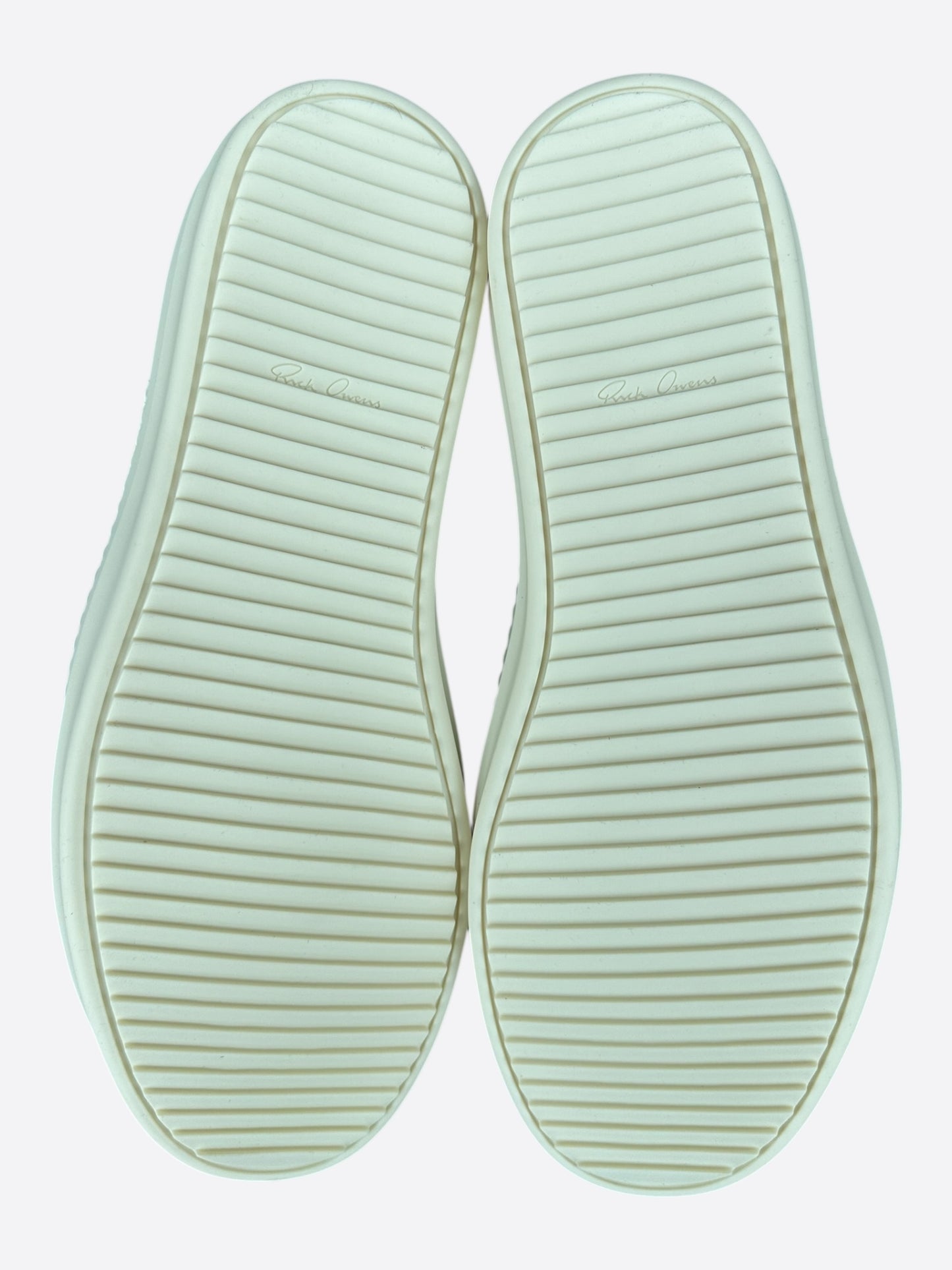 Rick Owens Green & White Leather High Top Sneakers