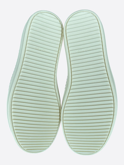 Rick Owens Green & White Leather High Top Sneakers