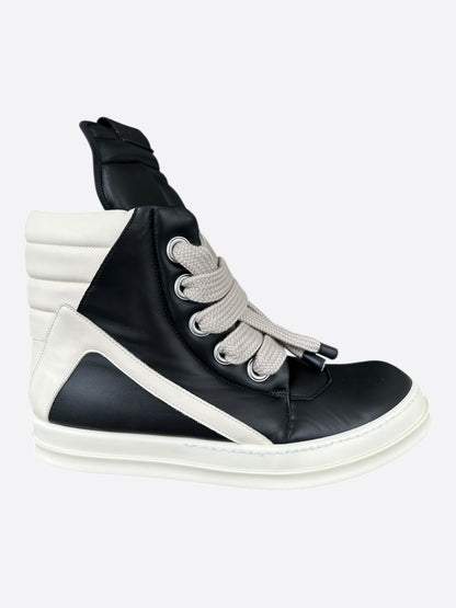 Rick Owens Black & White Leather Jumbo Lace Geobaskets