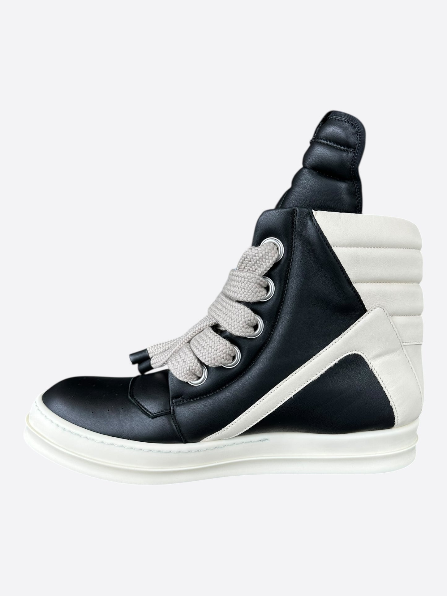 Rick Owens Black & White Leather Jumbo Lace Geobaskets