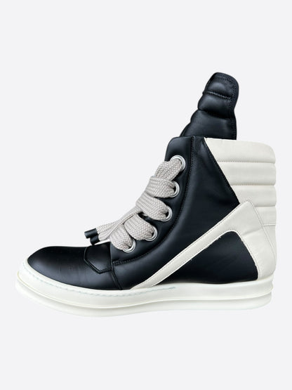 Rick Owens Black & White Leather Jumbo Lace Geobaskets