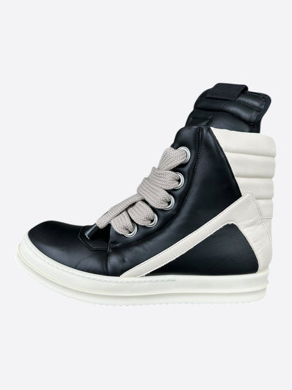 Rick Owens Black & White Leather Jumbo Lace Geobaskets