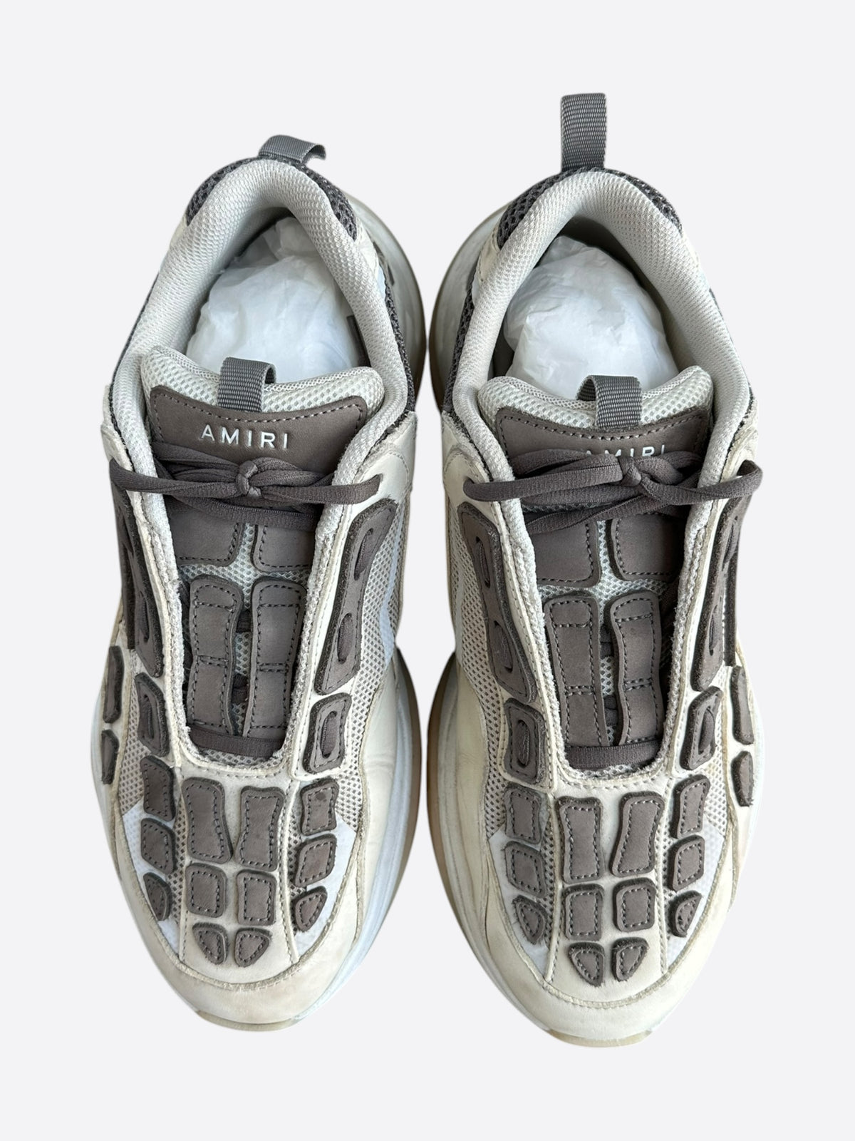 Amiri White & Brown Script Bones Runners