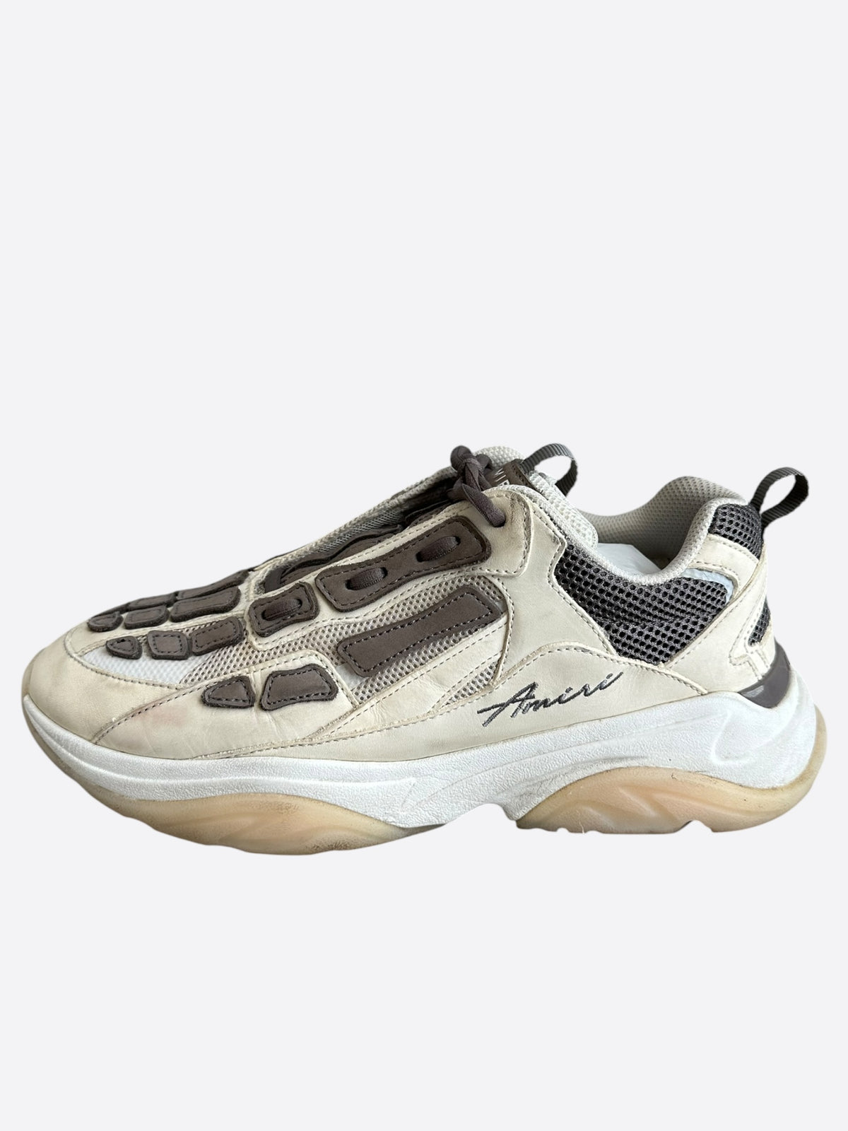 Amiri White & Brown Script Bones Runners