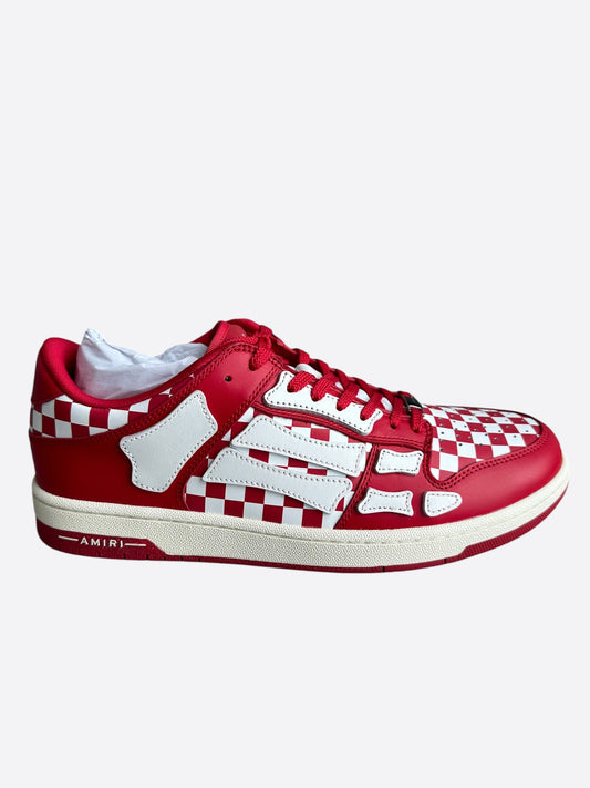 Amiri Red & White Checkered Skeleton Low Top Sneakers