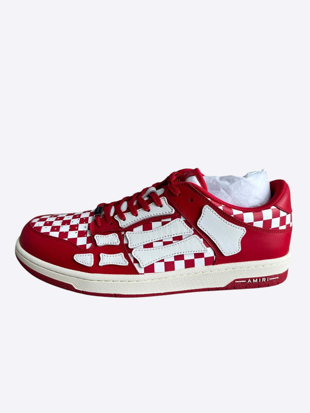 Amiri Red & White Checkered Skeleton Low Top Sneakers