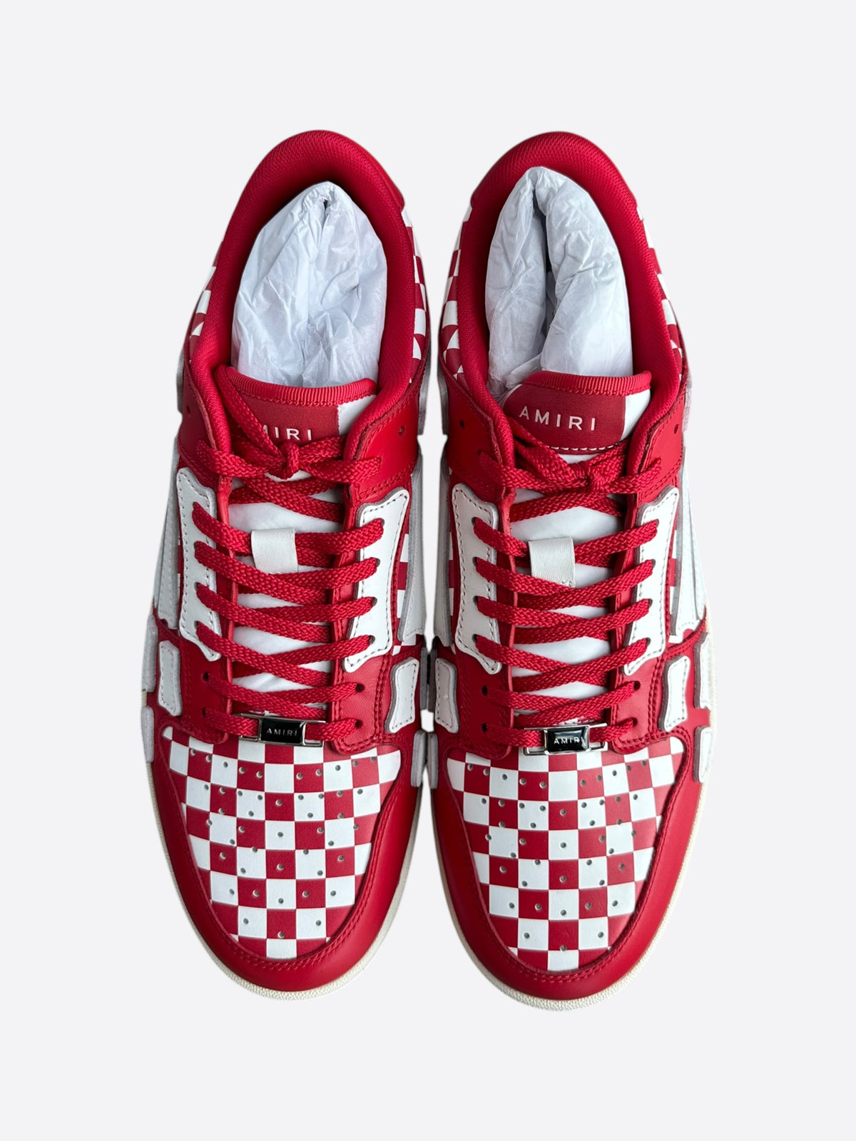 Amiri Red & White Checkered Skeleton Low Top Sneakers