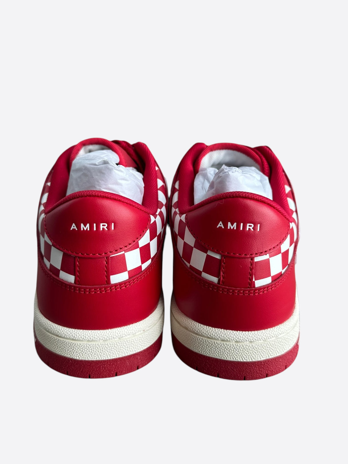 Amiri Red & White Checkered Skeleton Low Top Sneakers