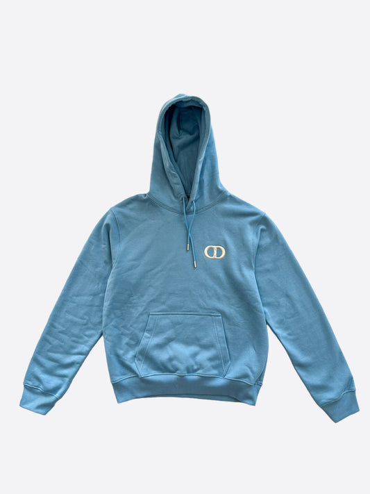 Dior Blue & White CD Icon Embroidered Hoodie