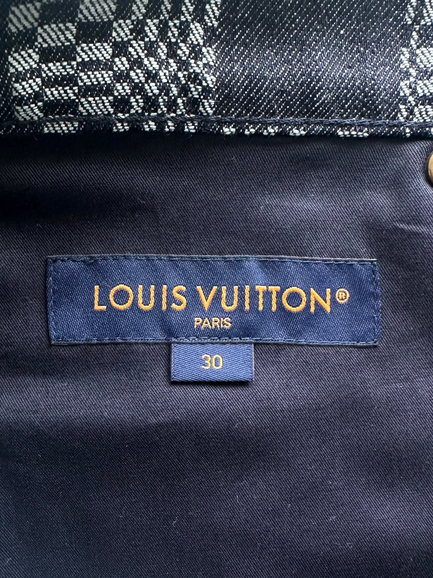 Louis Vuitton Navy Distorted Damier Print Jeans