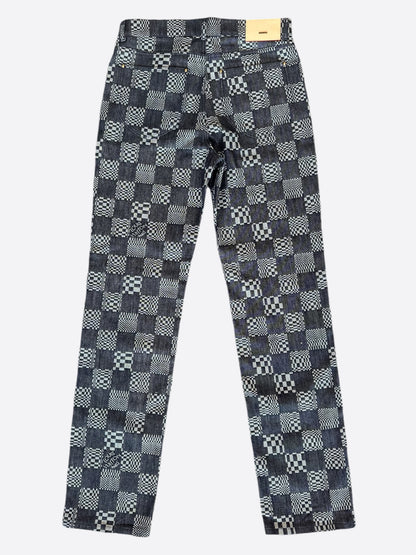 Louis Vuitton Navy Distorted Damier Print Jeans