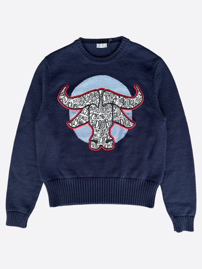 Dior Stussy Navy Ox Knit Sweater