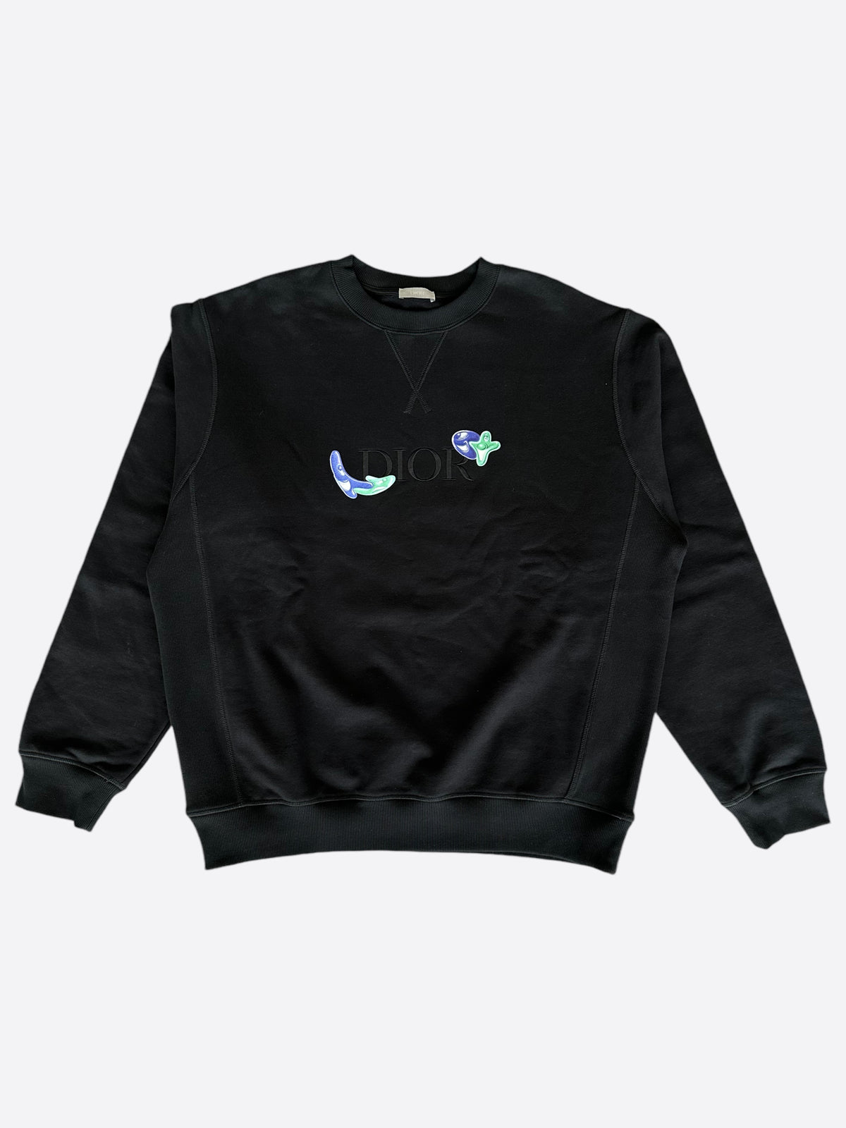 Dior Kenny Scharf Black & Blue Embroidered Logo Sweater – Savonches