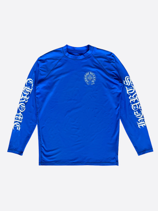 Chrome Hearts Blue & White Horseshoe logo Rash Guard Longsleeve T-Shirt