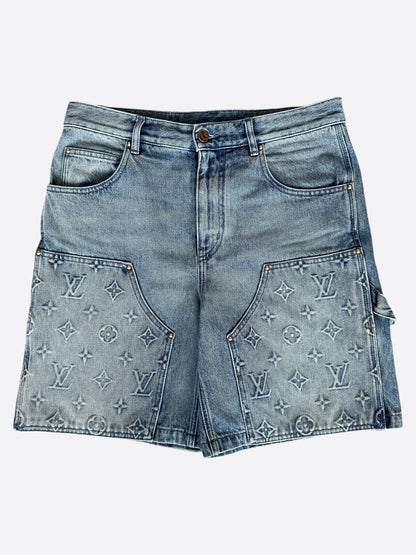 Louis Vuitton Blue Monogram Carpenter Denim Shorts