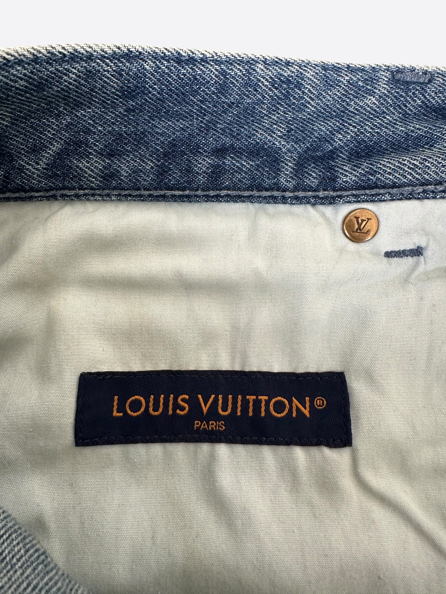 Louis Vuitton Blue Monogram Carpenter Denim Shorts