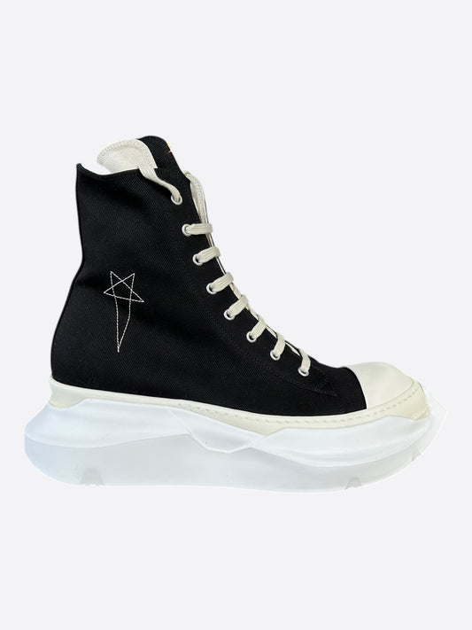 Rick Owens Black & White Pentagram Abstract High Top Sneakers