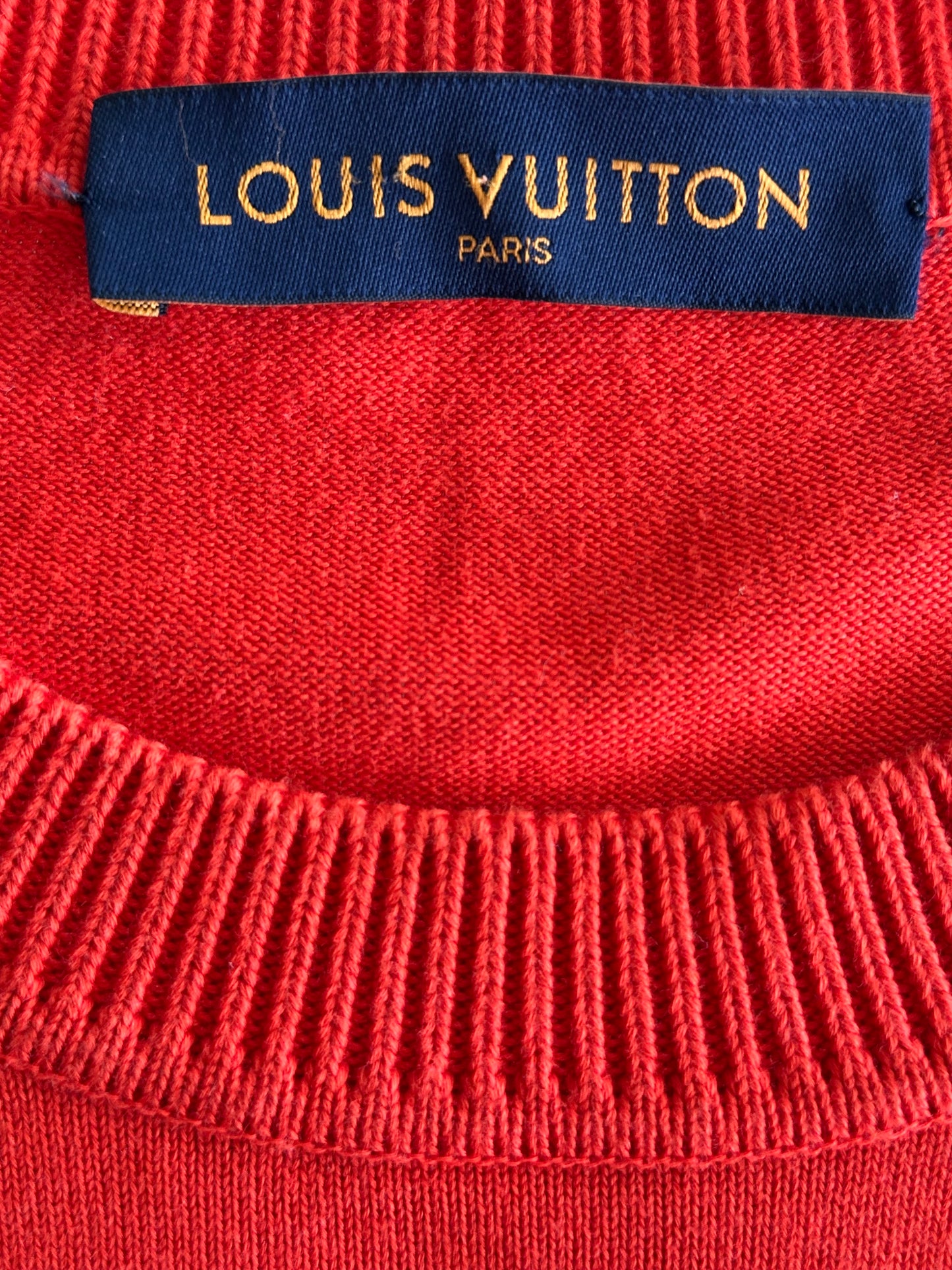 Louis Vuitton Red & White Pin Logo Embroidered T-Shirt