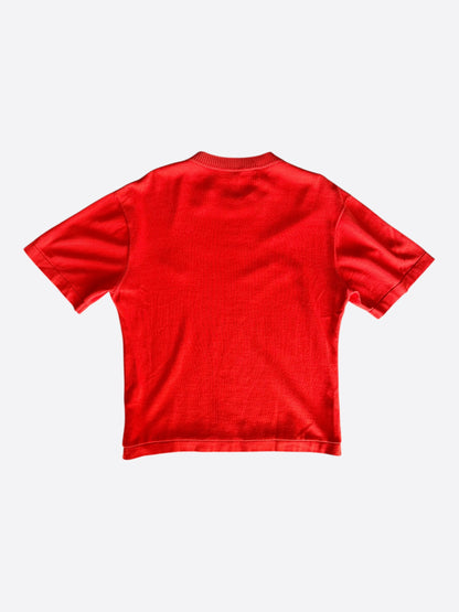 Louis Vuitton Red & White Pin Logo Embroidered T-Shirt
