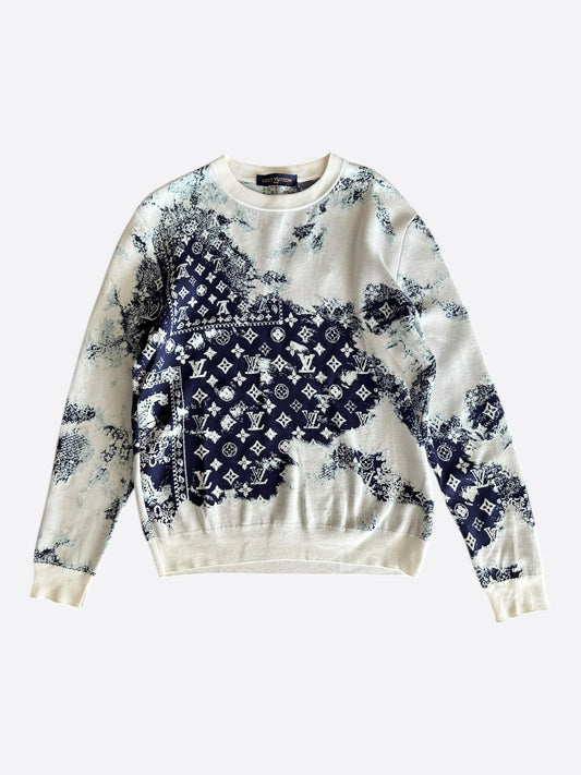 Louis Vuitton Blue & White Monogram Bandana Sweater