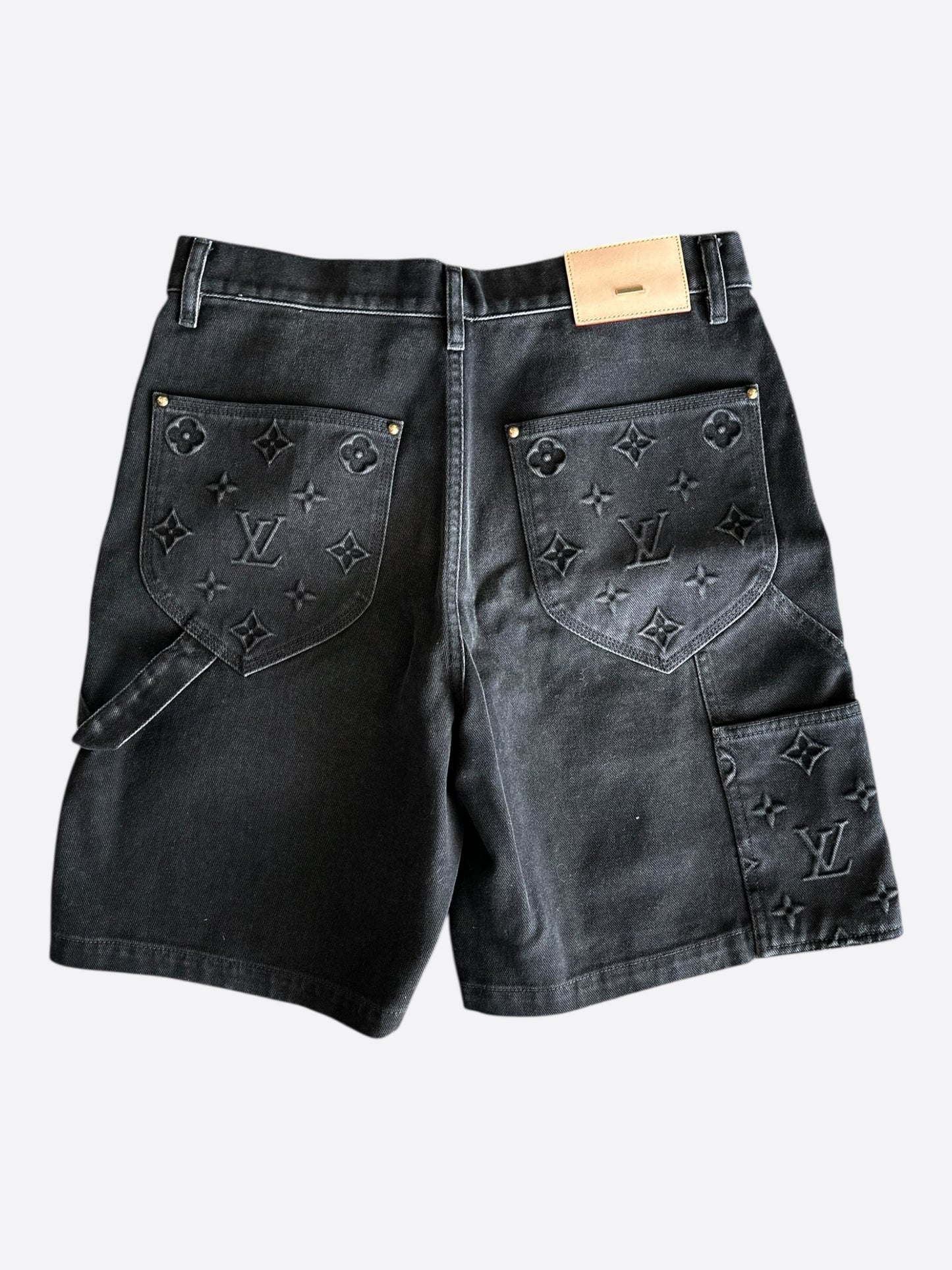 Louis Vuitton Washed Black Monogram Carpenter Shorts