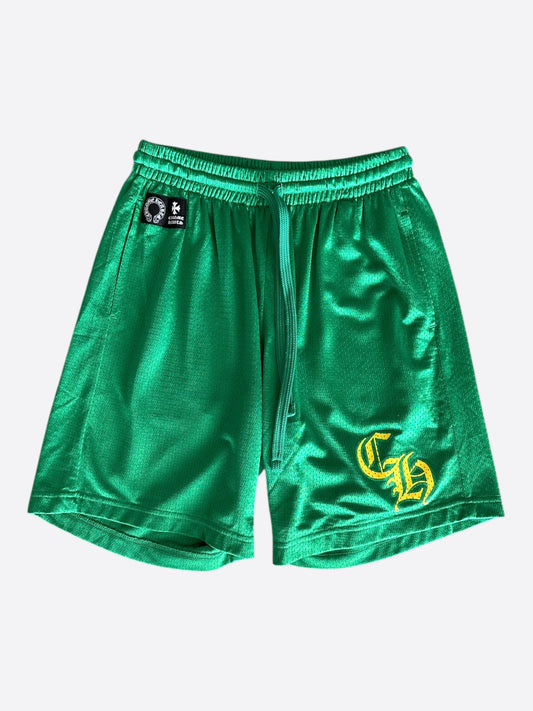 Chrome Hearts Green & Yellow Logo Mesh Shorts