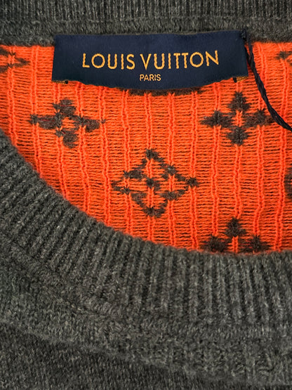 Louis Vuitton Grey & Orange Half Monogram Cashmere Sweater