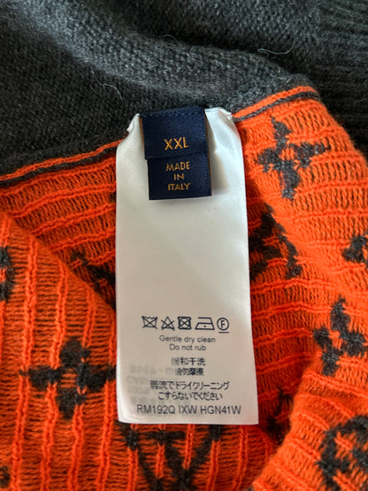 Louis Vuitton Grey & Orange Half Monogram Cashmere Sweater