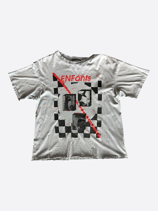 Enfants Riches Deprimes White & Black Checkerd Fan Zine T-Shirt