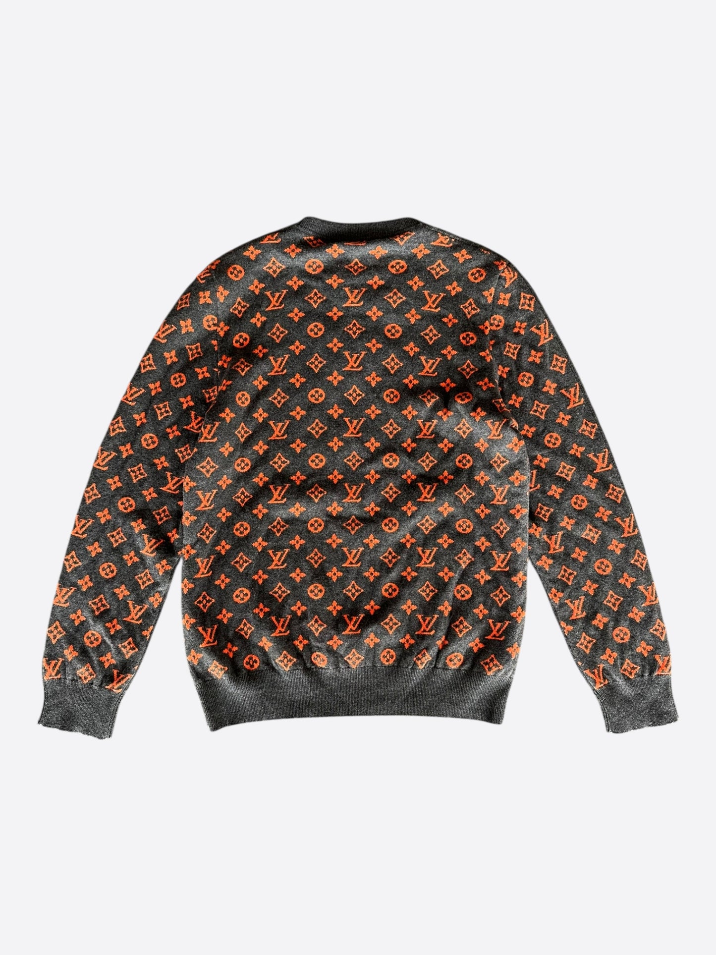 Louis Vuitton Grey & Orange Half Monogram Cashmere Sweater