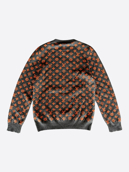 Louis Vuitton Grey & Orange Half Monogram Cashmere Sweater