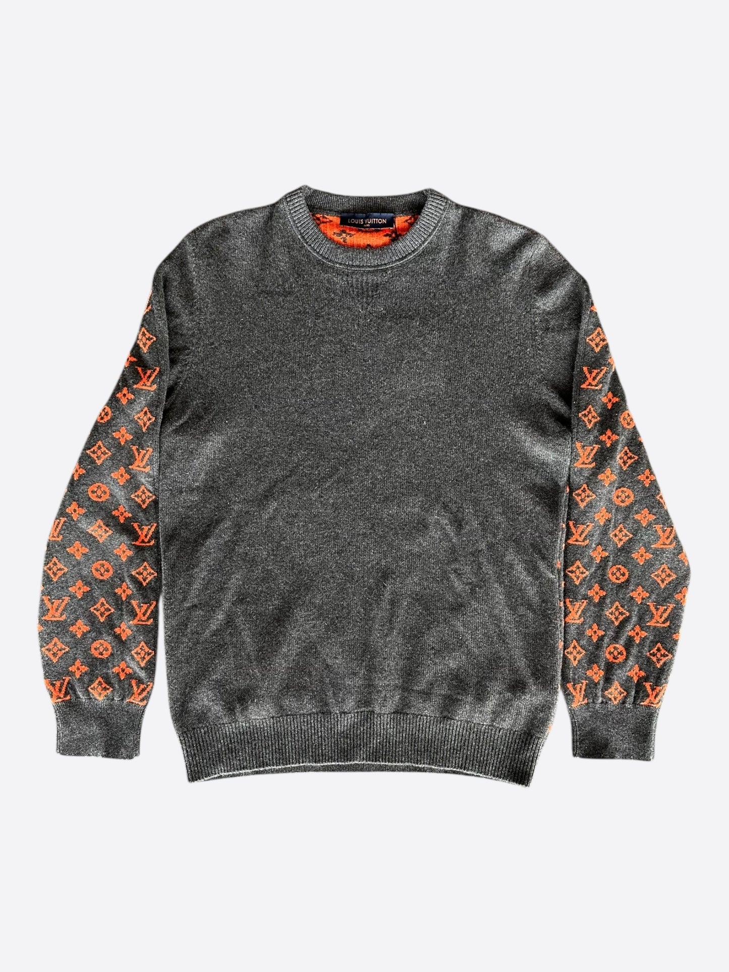 Louis Vuitton Grey & Orange Half Monogram Cashmere Sweater