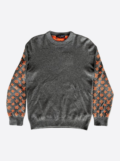 Louis Vuitton Grey & Orange Half Monogram Cashmere Sweater