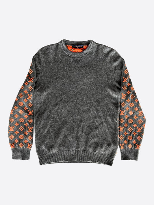 Louis Vuitton Grey & Orange Half Monogram Cashmere Sweater