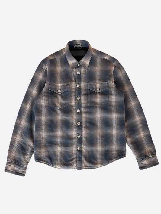 Chrome Hearts Navy Plaid Padded Flannel Jacket